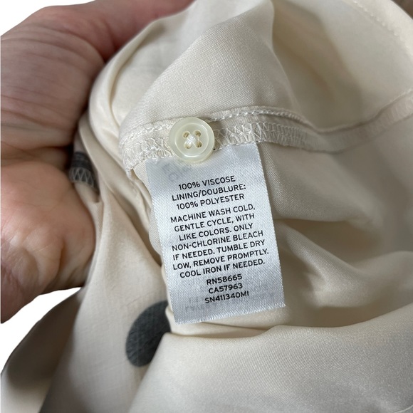 Something Navy | NWT Puff Sleeve Midi Dress in Beige Ecru Polka Dot XXS - Picture 8 of 8